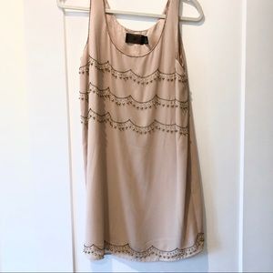 H&M Beaded Beige Mini Dress Size 8